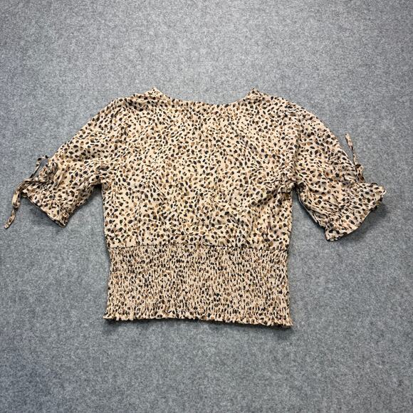 Women's Abercrombie & Fitch Leopard Print Smock Bottom Blouse Size Small - Picture 11 of 11
